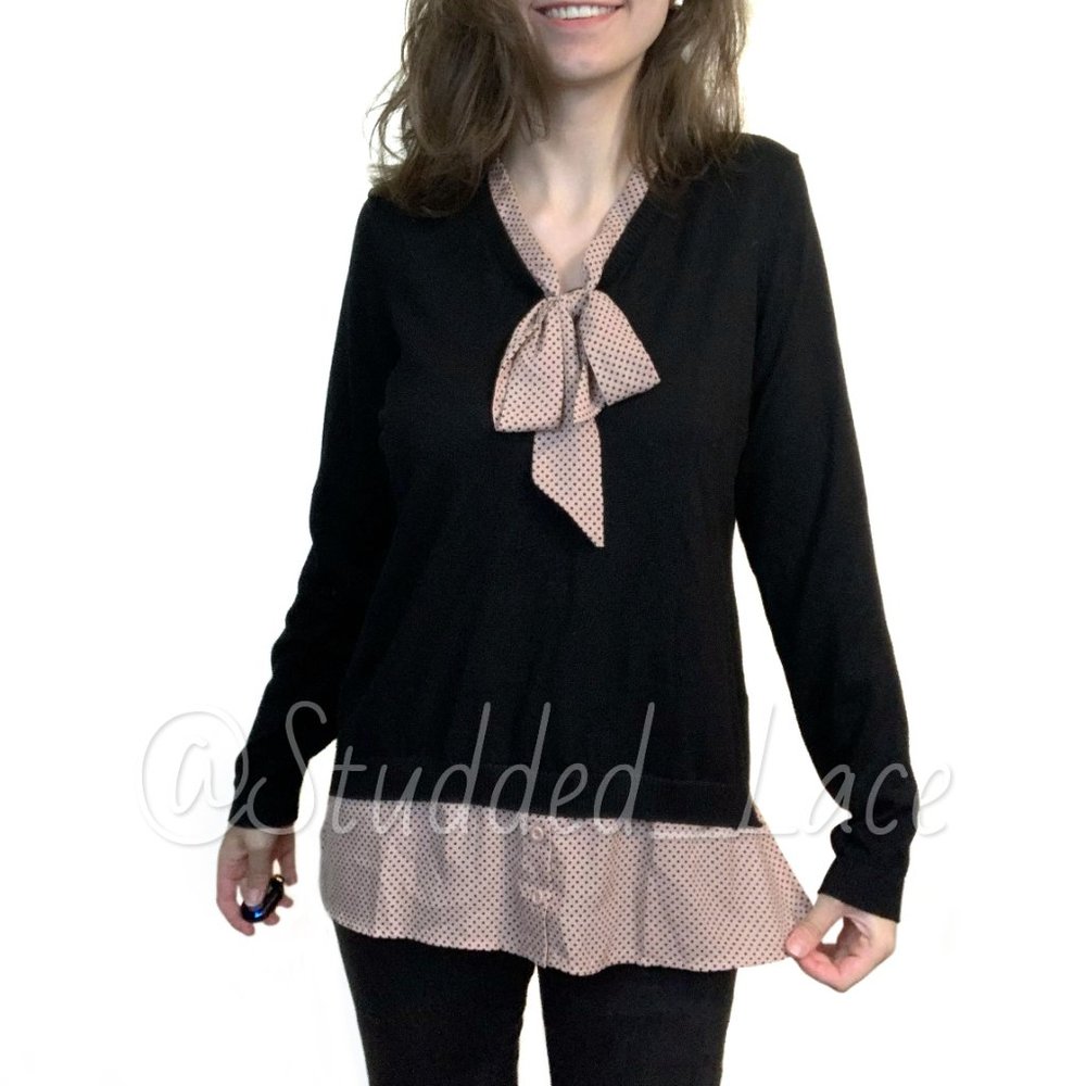 [SOLD] Adrianna Papell Black and Pink Sweater